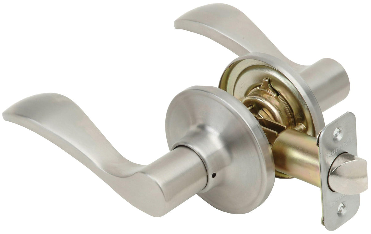 Pamex FLYEP03L Left Hand Naples Lever with Round Rose Passage Lockset Grade 3 Satin Nickel Finish.