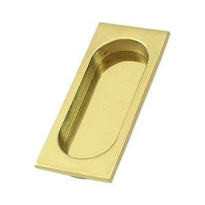 Deltana FP4134U3-UNL Flush Pull; Large; 4" x 1-5/8" x 3/8"; Unlacquered Bright Brass Finish.