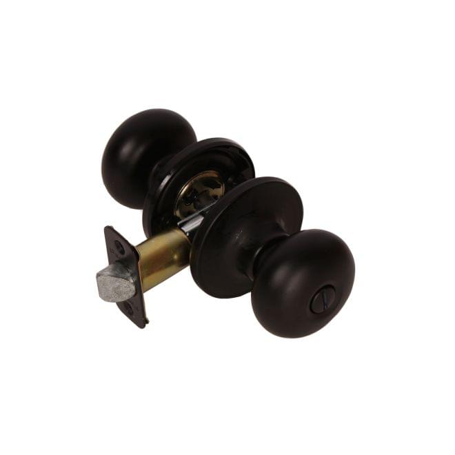 Pamex FTF910 Baron Knob with Round Rose Privacy Lockset Grade 3 Matte Black Finish.