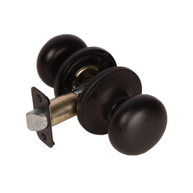 Pamex FTF930 Baron Knob with Round Rose Passage Lockset Grade 3 Matte Black Finish.