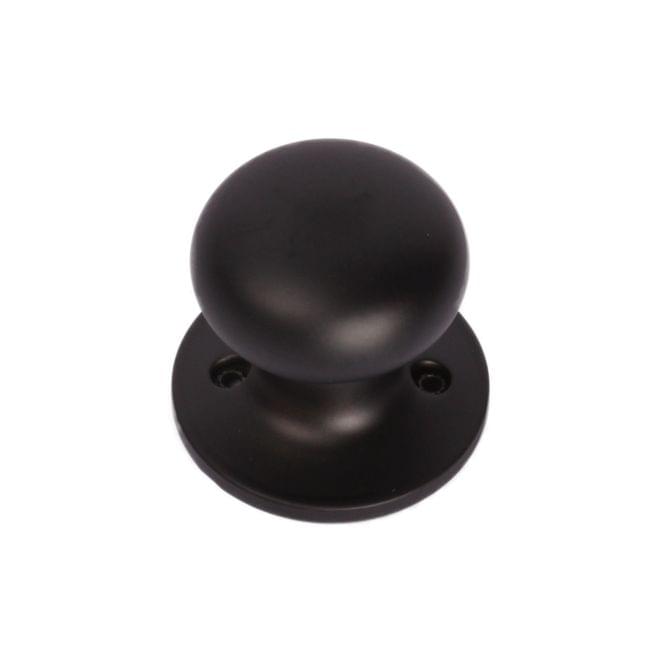 Pamex FTF940 Baron Knob with Round Rose Half Dummy Lockset Grade 3 Matte Black Finish.