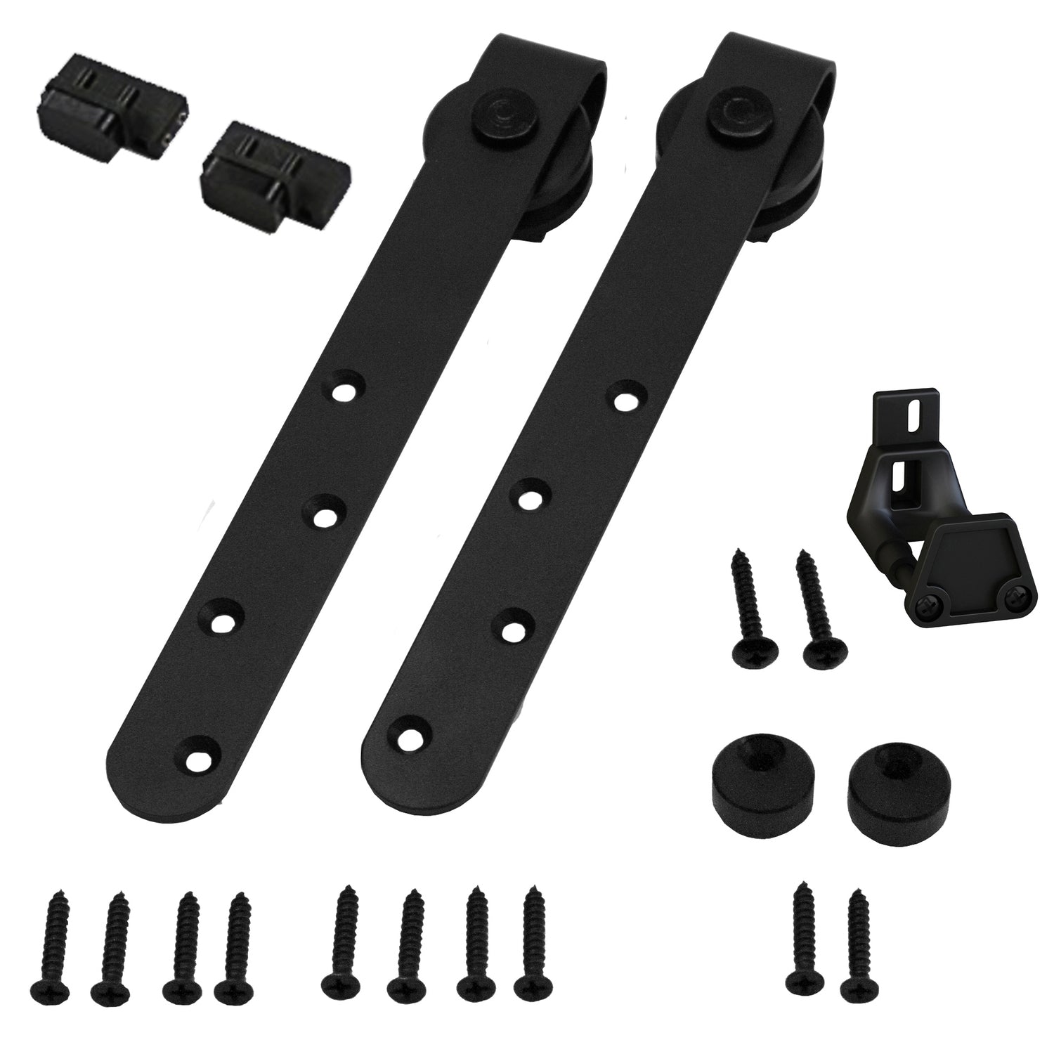 Orca Hardware FTLO-MINI-BL-DDK Barn Door-Flat Track Double Door Kit with Long Drop Hangers