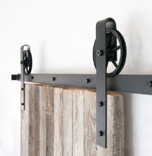 Orca Hardware FTSK-BL-8C 8' Barn Door-Flat Track Kit With Spoke Wheel Hangers