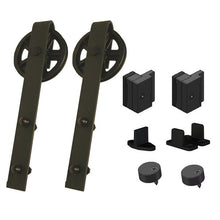 Orca Hardware FTSK-DDK-BL Barn Door-Flat Track Double Door Kit With Spoke Wheel Hangers