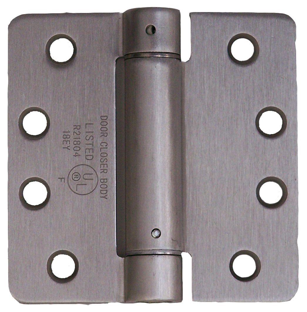 Pamex H44S10SN 4" x 4" 1/4" Radius Corner UL Listed Spring Hinge Satin Nickel Finish.