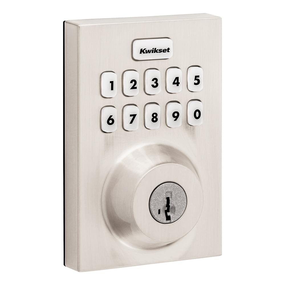 Kwikset HC620CNTZW700LR-15S Contemporary Home Connect Keypad Connected Smart Lock Deadbolt with Z-Wave 700 Long Range and SmartKey with RCALFD Latch and RCS Strike Satin Nickel Finish.