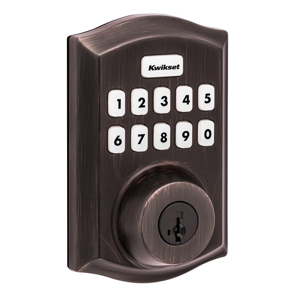 Kwikset HC620TRLZW700LR-11PS Traditional Home Connect Keypad Connected Smart Lock Deadbolt with Z-Wave 700 Long Range and SmartKey with RCALFD Latch and RCS Strike Venetian Bronze Finish.