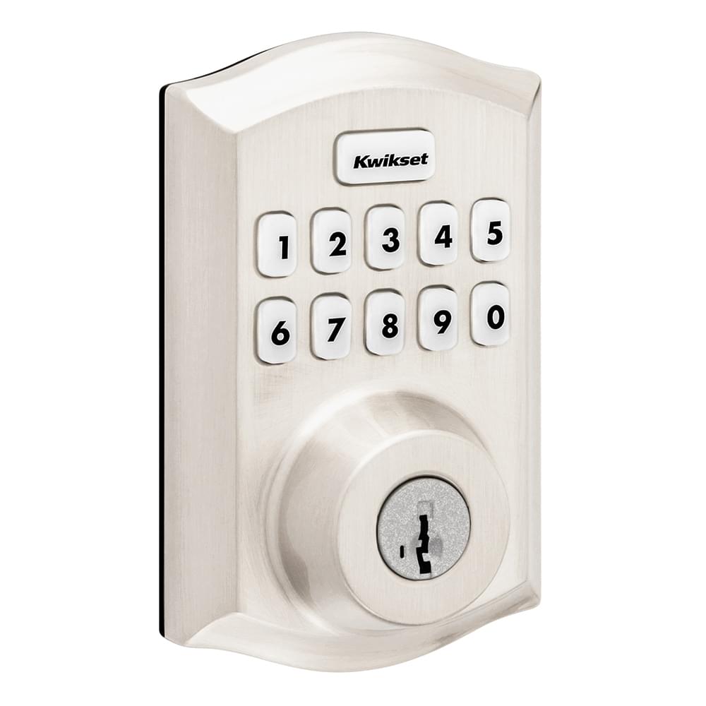 Kwikset HC620TRLZW700LR-15S Traditional Home Connect Keypad Connected Smart Lock Deadbolt with Z-Wave 700 Long Range and SmartKey with RCALFD Latch and RCS Strike Satin Nickel Finish.
