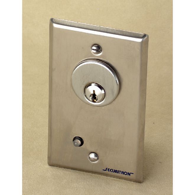 Securitron MKS Mortise Key Switch Momentary Switch Only Satin Stainless Steel Finish