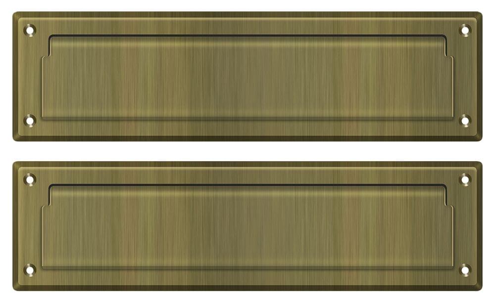Deltana MS212U5 Mail Slot 13-1/8" with Interior Flap; Antique Brass Finish.