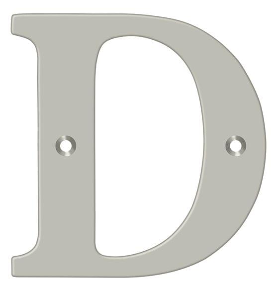 Deltana RL4D-15 4" Residential Letter D; Satin Nickel Finish.
