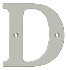Deltana RL4D-15 4" Residential Letter D; Satin Nickel Finish.
