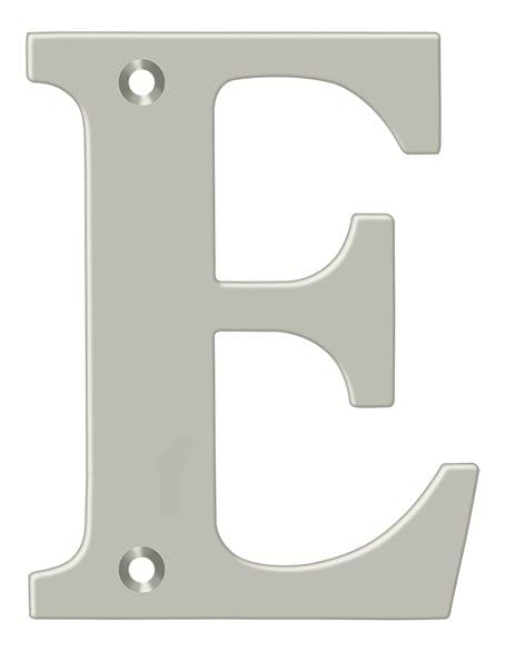 Deltana RL4E-15 4" Residential Letter E; Satin Nickel Finish.