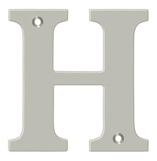 Deltana RL4H-15 4" Residential Letter H; Satin Nickel Finish.