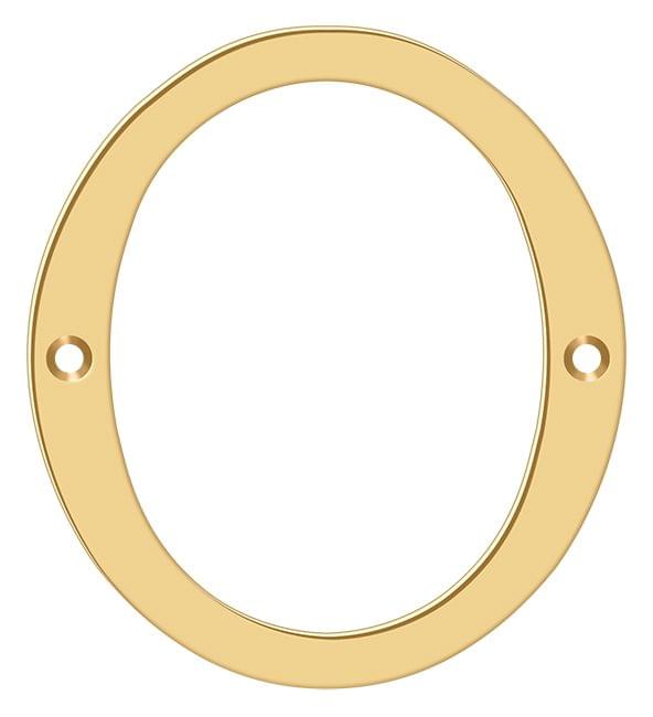 Deltana RN4-0 4" Numbers; Solid Brass; Lifetime Brass Finish.
