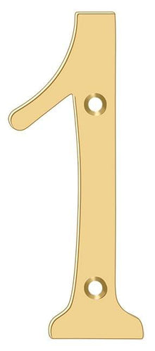 Deltana RN4-1 4" Numbers; Solid Brass; Lifetime Brass Finish.