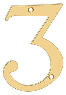 Deltana RN4-3 4" Numbers; Solid Brass; Lifetime Brass Finish.