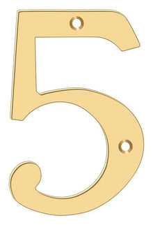Deltana RN4-5 4" Numbers; Solid Brass; Lifetime Brass Finish.