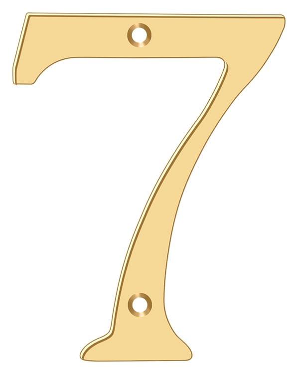Deltana RN4-7 4" Numbers; Solid Brass; Lifetime Brass Finish.