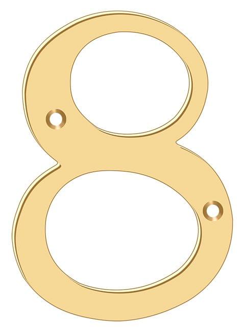 Deltana RN4-8 4" Numbers; Solid Brass; Lifetime Brass Finish.