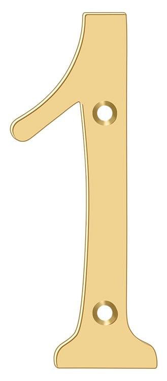 Deltana RN6-1 6" Numbers; Solid Brass; Lifetime Brass Finish.