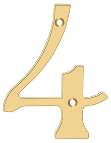 Deltana RN6-4 6" Numbers; Solid Brass; Lifetime Brass Finish.
