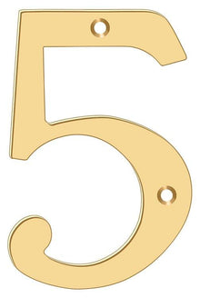 Deltana RN6-5 6" Numbers; Solid Brass; Lifetime Brass Finish.