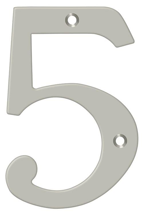 Deltana RN6-5U15 6" Numbers; Solid Brass; Satin Nickel Finish.
