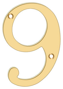 Deltana RN6-9 6" Numbers; Solid Brass; Lifetime Brass Finish.