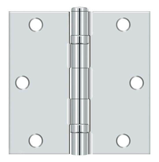 Deltana S35BBU26-R 3-1/2" x 3-1/2" Square Corner Ball Bearing Hinge Bright Chrome Finish.