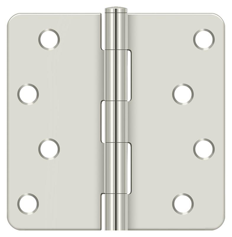 Deltana S44R414 4" x 4" x 1/4" Radius Hinge; Bright Nickel Finish.