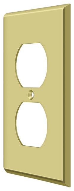 Deltana SWP4752U3 Switch Plate; Double Outlet; Bright Brass Finish.