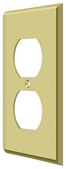 Deltana SWP4752U3 Switch Plate; Double Outlet; Bright Brass Finish.