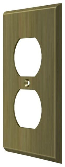 Deltana SWP4752U5 Switch Plate; Double Outlet; Antique Brass Finish.