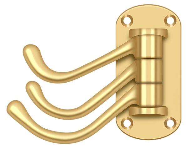 Deltana TSH40CR003 Triple Swivel Hook; Heavy Duty; 4" Projection; Lifetime Brass Finish.