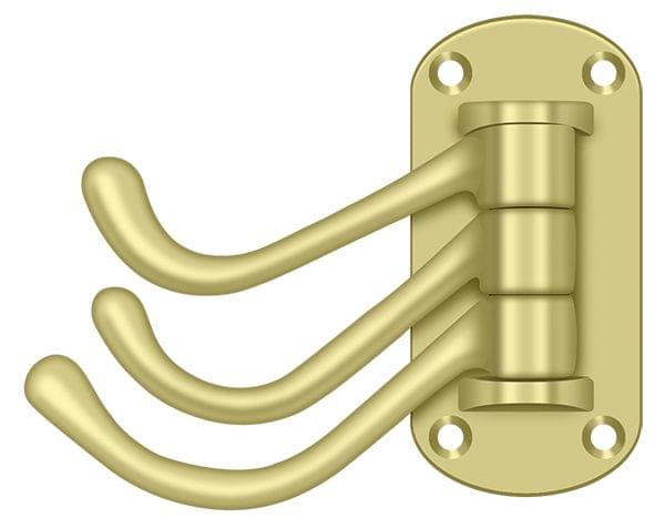 Deltana TSH40U3 Triple Swivel Hook; Heavy Duty; 4" Projection; Bright Brass Finish.