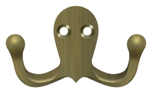 Deltana WDH15U5 Double Hook; Antique Brass Finish.