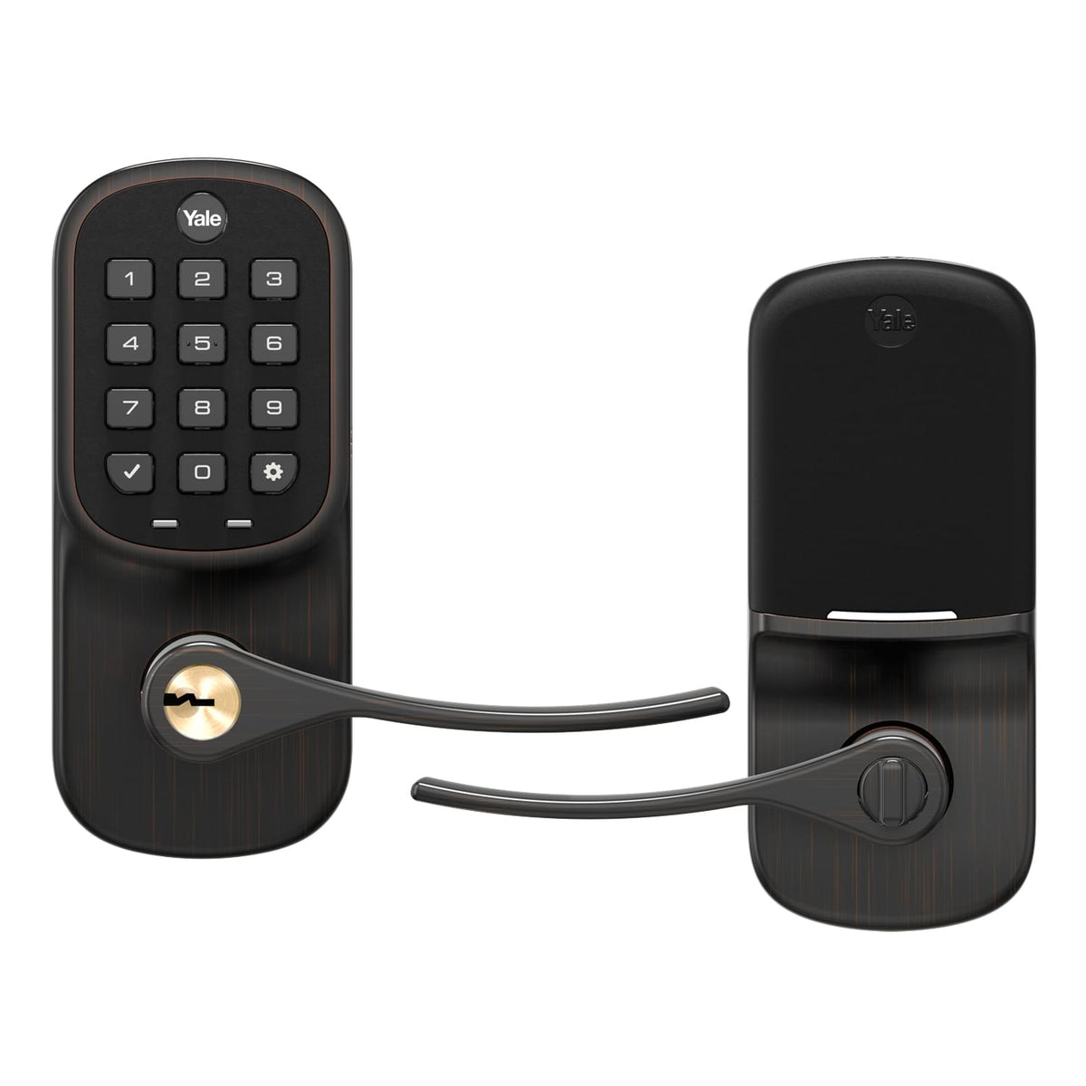 Yale YRL216CBA10BP Connected by August Assure Lever Keypad Keyed Entry Lock US10BP Oil Rubbed Bronze Permanent Finish.