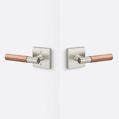 Sure-Loc AP101-SQ-GRIP-WN Walnut Grip Passage Door Lever with Aspra Square Rosette