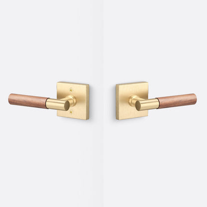 Sure-Loc AP101-SQ-GRIP-WN Walnut Grip Passage Door Lever with Aspra Square Rosette