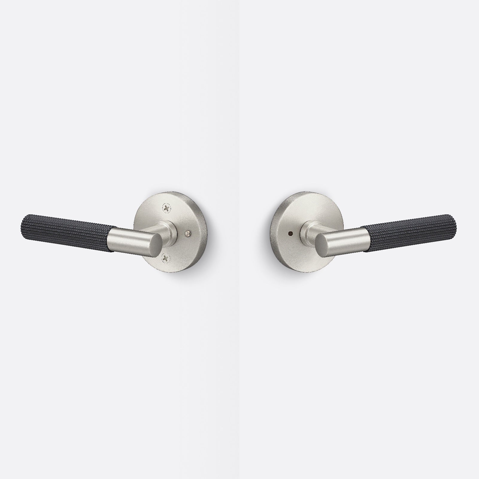 Sure-Loc AP102-RD-GRIP-SKN Straight Knurled Grip Privacy Door Lever with Aspra Round Rosette