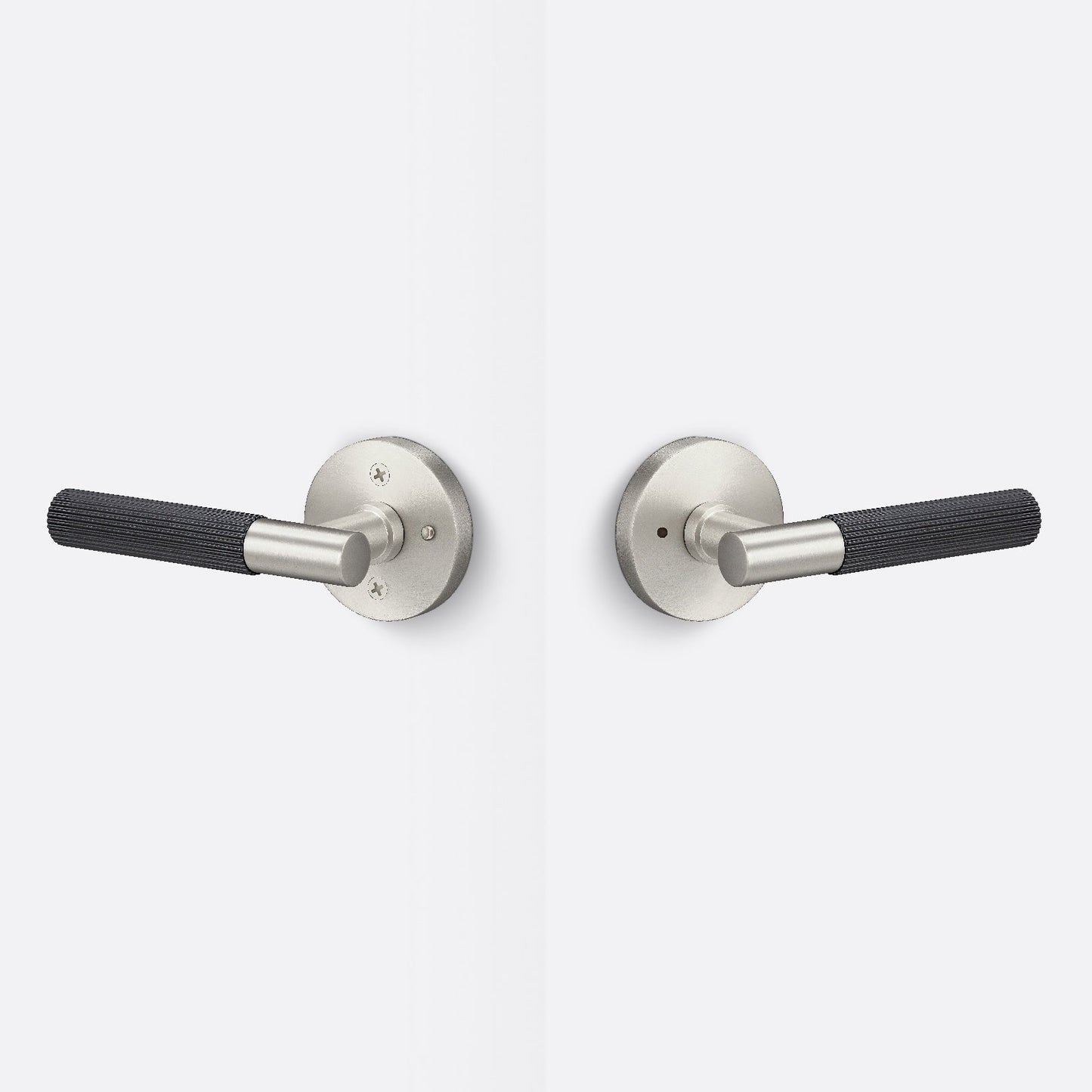 Sure-Loc AP102-RD-GRIP-SKN Straight Knurled Grip Privacy Door Lever with Aspra Round Rosette