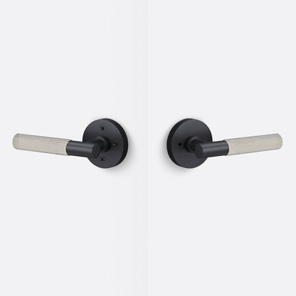 Sure-Loc AP102-RD-GRIP-SKN Straight Knurled Grip Privacy Door Lever with Aspra Round Rosette