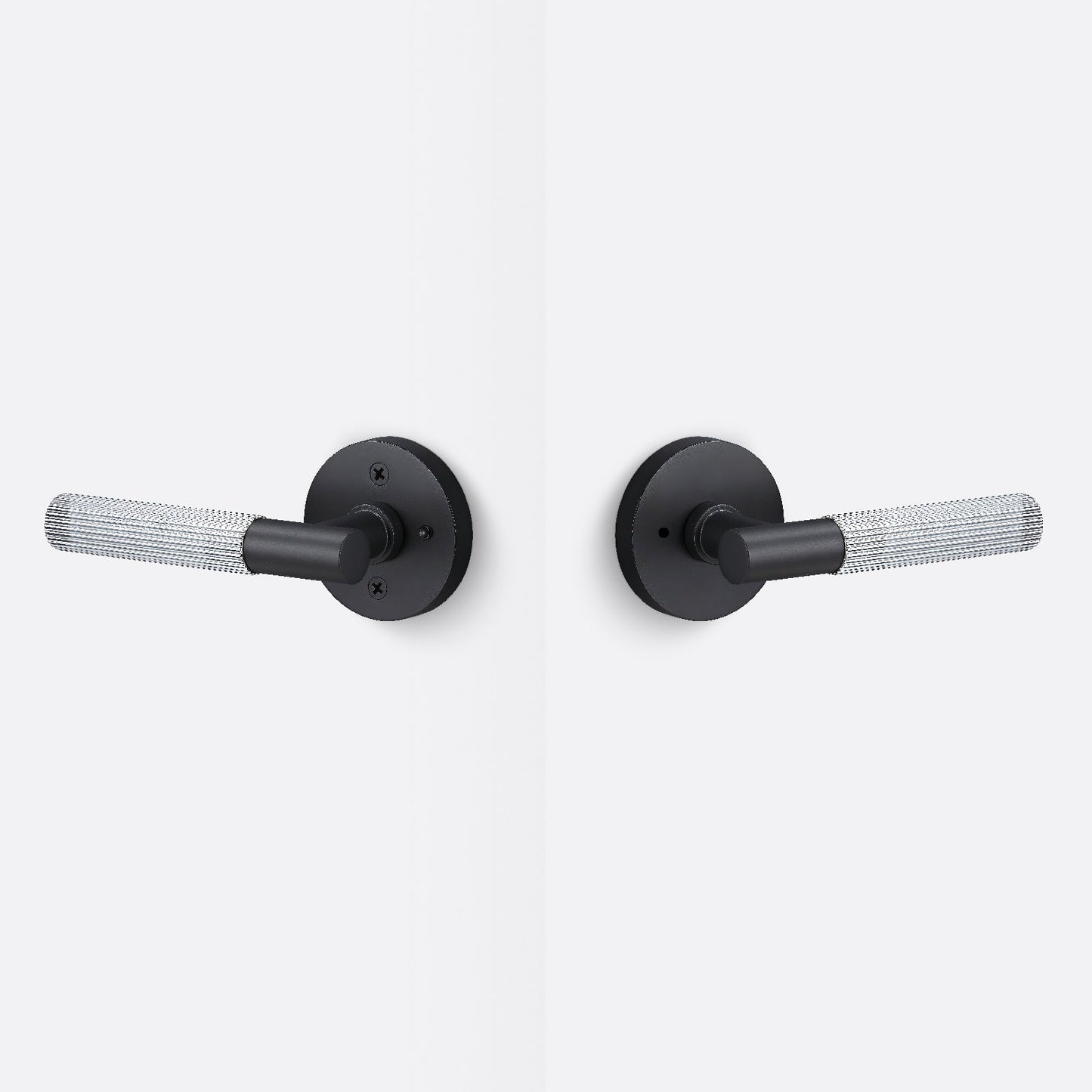 Sure-Loc AP102-RD-GRIP-SKN Straight Knurled Grip Privacy Door Lever with Aspra Round Rosette