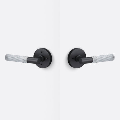 Sure-Loc AP102-RD-GRIP-SKN Straight Knurled Grip Privacy Door Lever with Aspra Round Rosette
