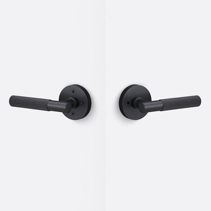 Sure-Loc AP102-RD-GRIP-SKN Straight Knurled Grip Privacy Door Lever with Aspra Round Rosette