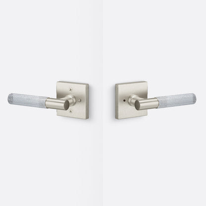 Sure-Loc AP102-SQ-GRIP-SKN Straight Knurled Grip Privacy Door Lever with Aspra Square Rosette