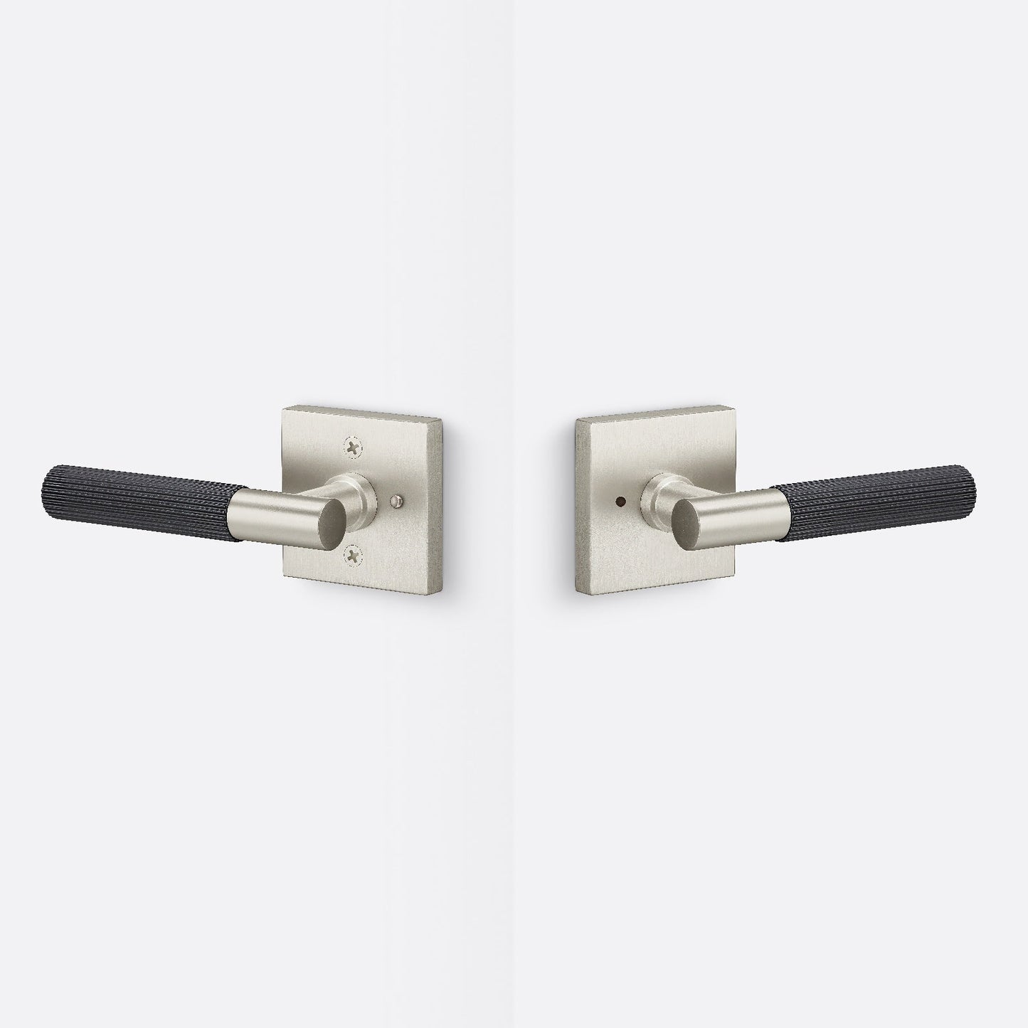 Sure-Loc AP102-SQ-GRIP-SKN Straight Knurled Grip Privacy Door Lever with Aspra Square Rosette