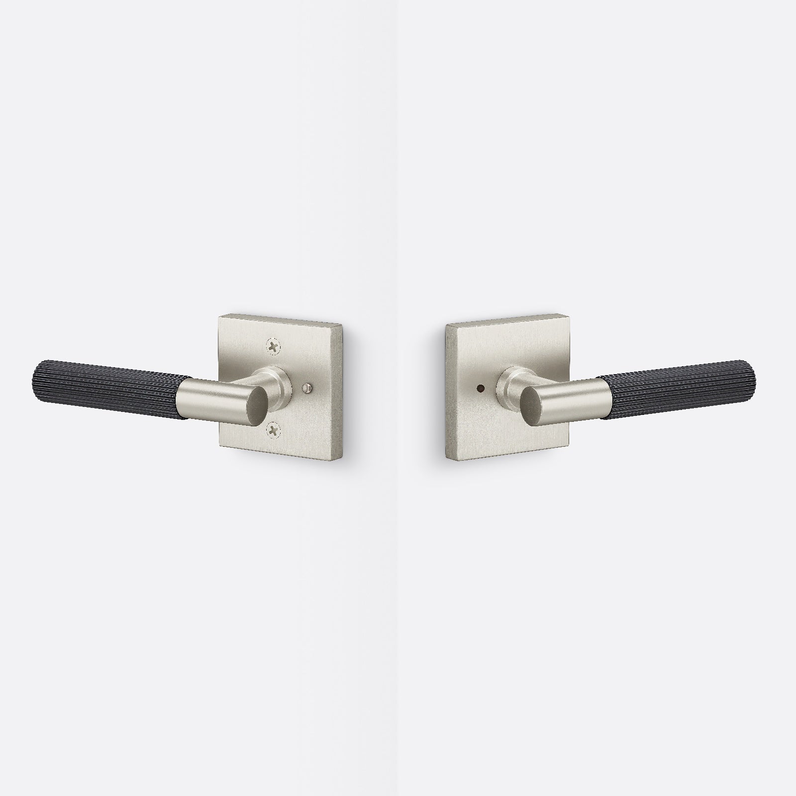 Sure-Loc AP102-SQ-GRIP-SKN Straight Knurled Grip Privacy Door Lever with Aspra Square Rosette
