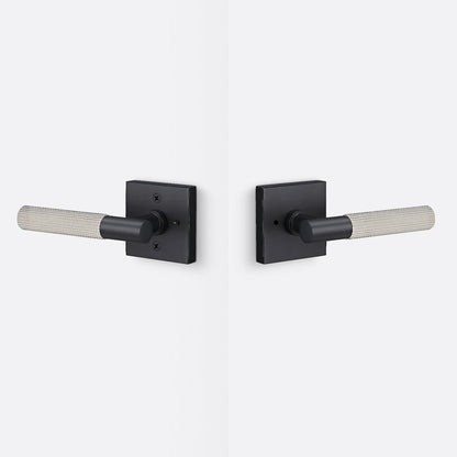 Sure-Loc AP102-SQ-GRIP-SKN Straight Knurled Grip Privacy Door Lever with Aspra Square Rosette